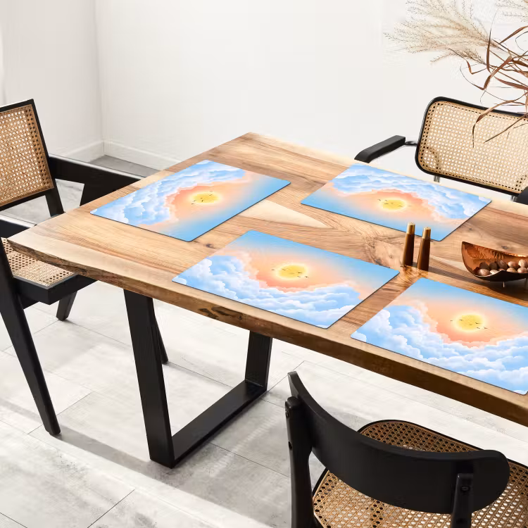 Zon - Vogels - Lucht - Natuur - Geel Placemat vinyl groot -zzsfeer4_Kitchenyeah-website