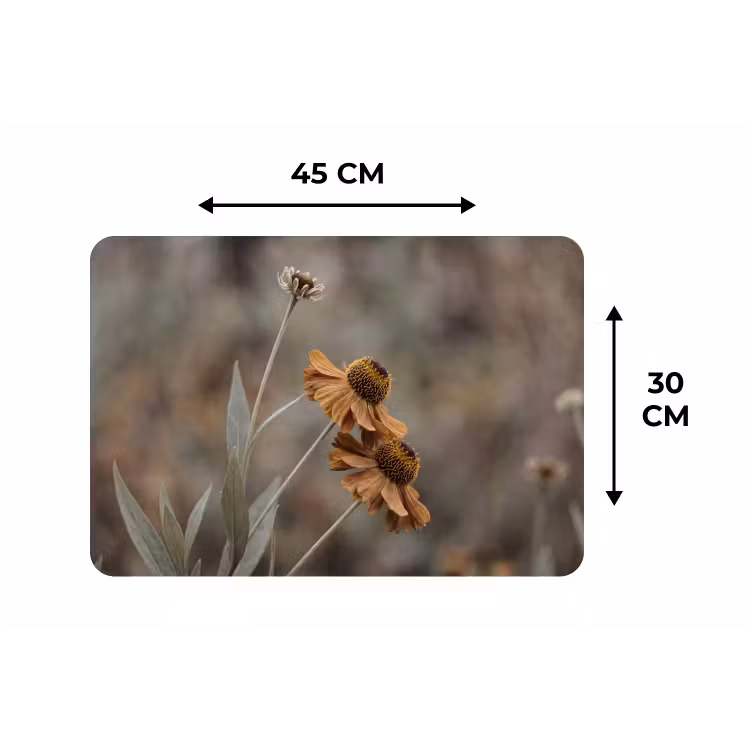 Zonnehoed - Droogbloemen - Geel - Warm Placemat vinyl groot -specs