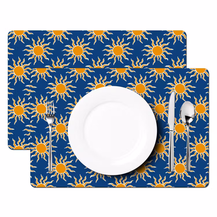 Zon - Patroon - Blauw Placemat vinyl groot 368 -zzsfeer2_Kitchenyeah-website