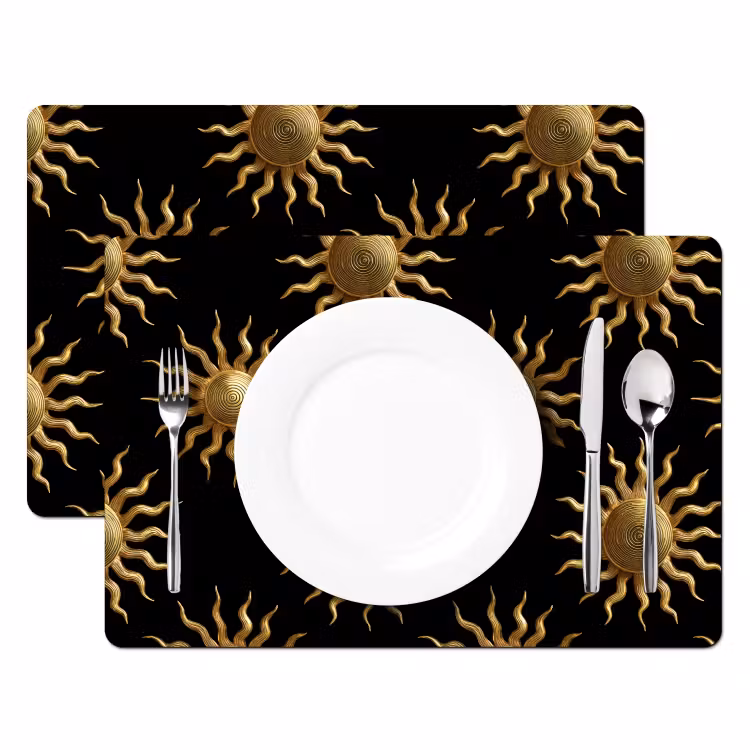 Zon - Patroon - Luxe - Goud - Zwart Placemat vinyl groot 368 -zzsfeer2_Kitchenyeah-website