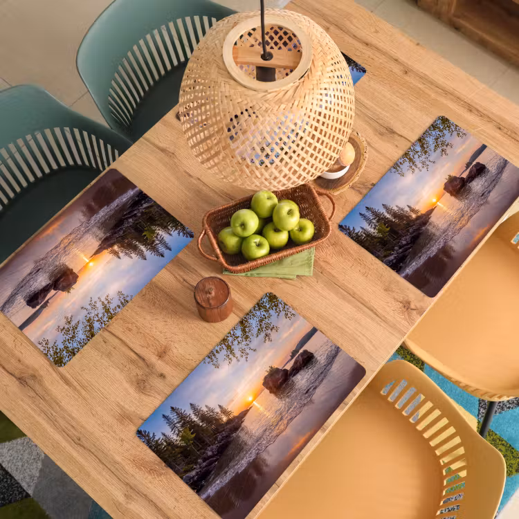 Zonsondergang - Kust - Water - Natuur - Oranje Placemat vinyl groot -zzsfeer5_Kitchenyeah-website