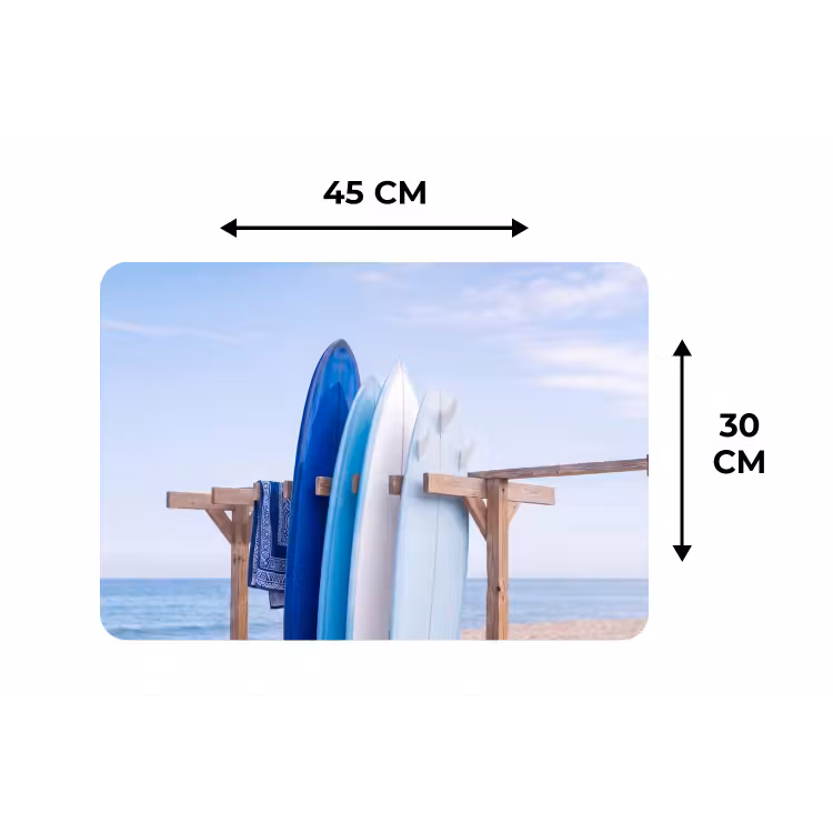 Surfplank - Strand - Zomer - Blauw - Water Placemat vinyl groot -specs