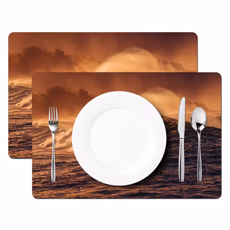 Surfer - Golf - Oceaan - Sport - Oranje Placemat vinyl groot -zzsfeer2_Kitchenyeah-website
