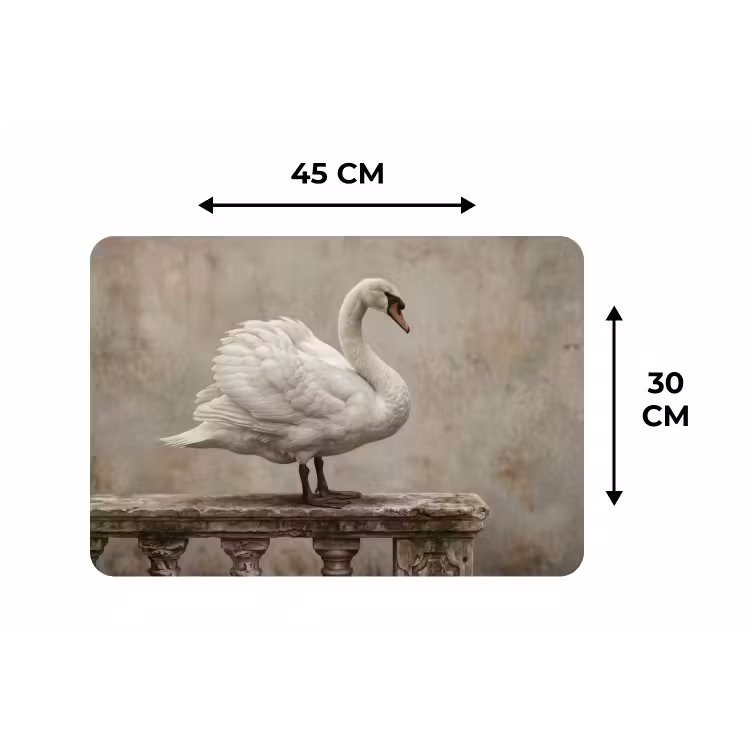 Zwaan - Elegant - Dieren - Wit Placemat vinyl groot -specs