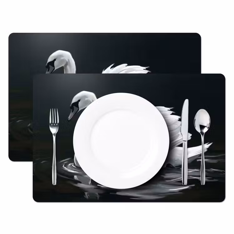 Zwaan - Water - Natuur - Realistisch - Wit Placemat vinyl groot -zzsfeer2_Kitchenyeah-website