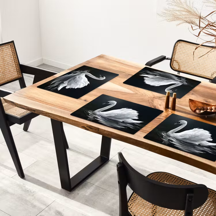 Zwaan - Water - Natuur - Realistisch - Wit Placemat vinyl groot -zzsfeer4_Kitchenyeah-website