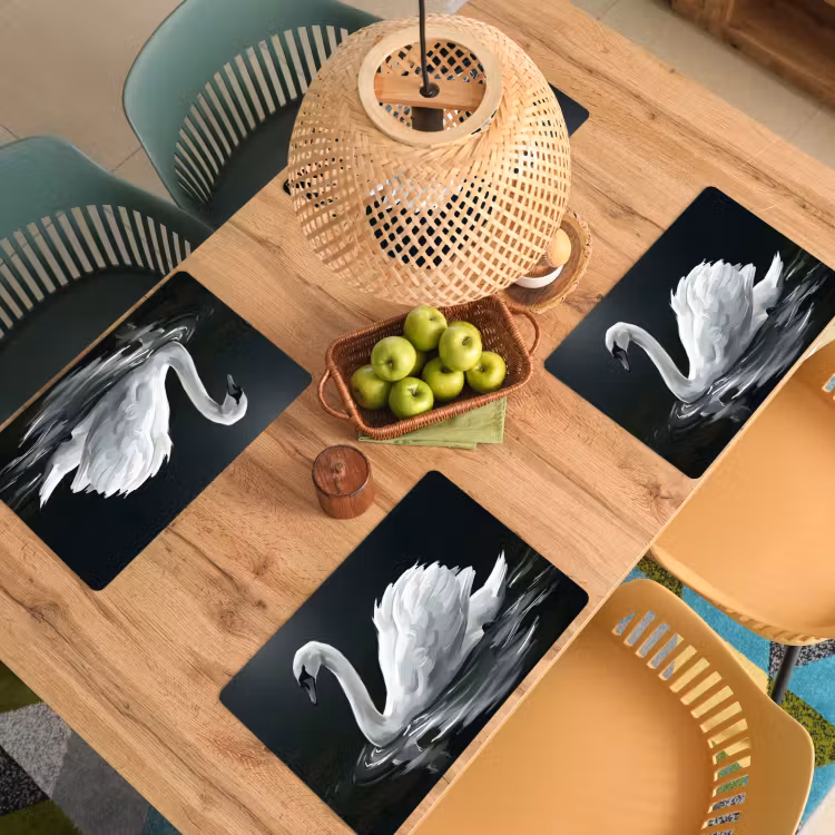 Zwaan - Water - Natuur - Realistisch - Wit Placemat vinyl groot -zzsfeer5_Kitchenyeah-website