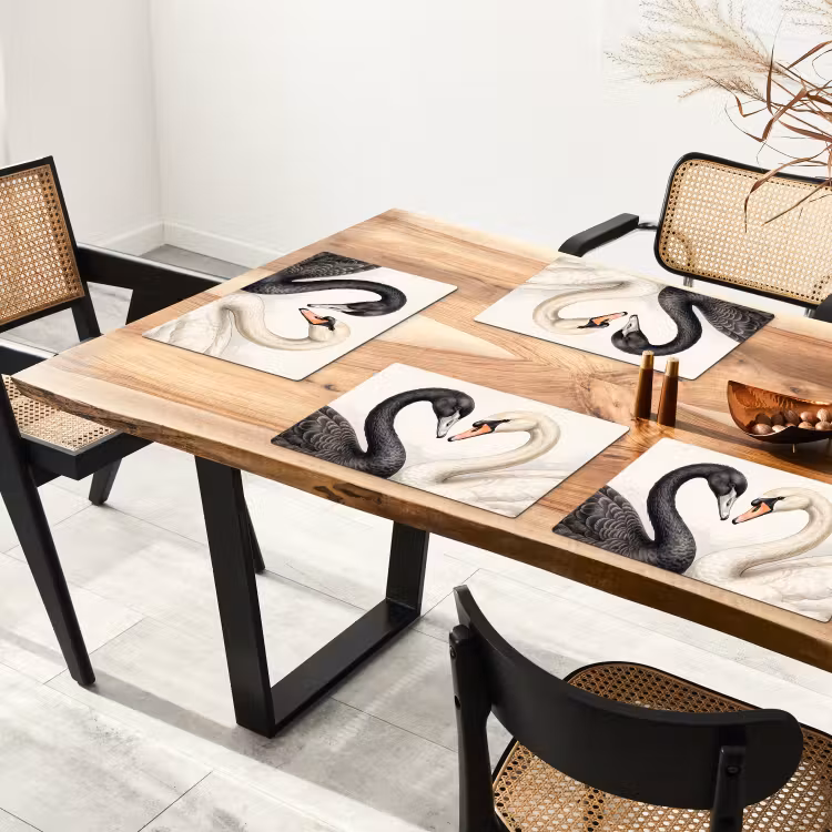 Zwanen - Hartvorm - Dieren Placemat vinyl groot -zzsfeer4_Kitchenyeah-website