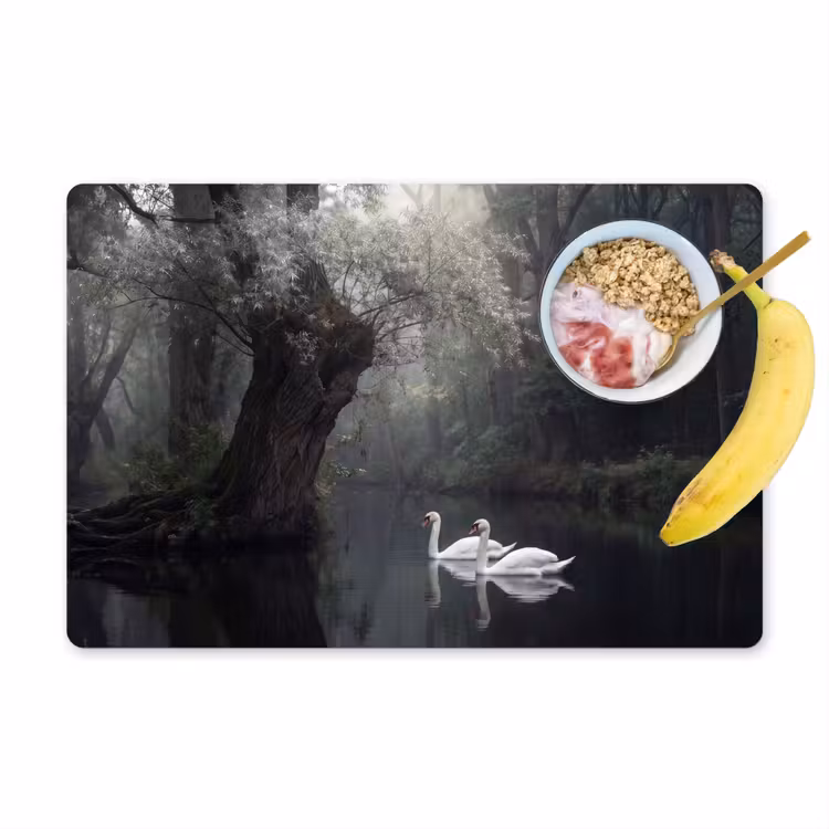 Zwanen - Rivier - Bos Placemat vinyl groot -zzzproduct_Kitchenyeah-website