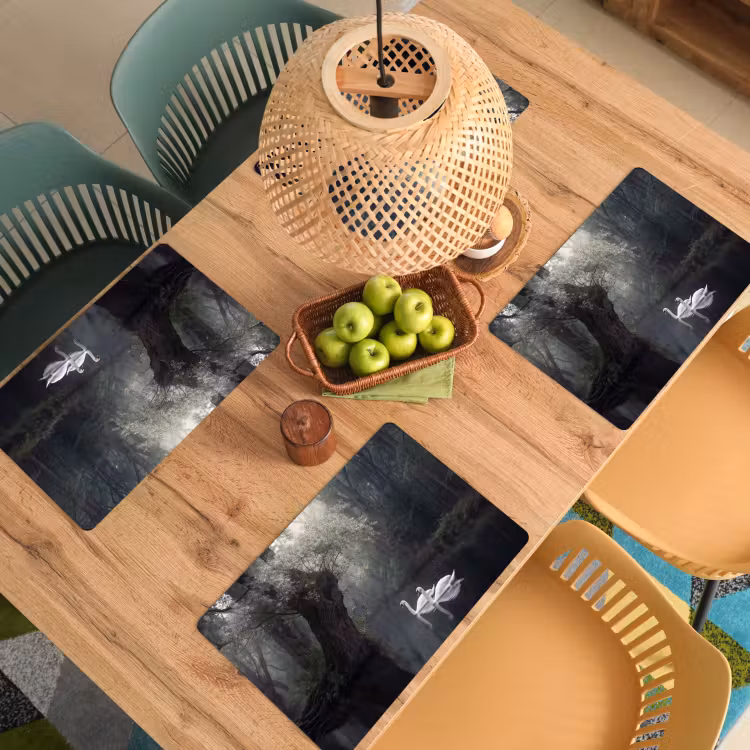 Zwanen - Rivier - Bos Placemat vinyl groot -zzsfeer5_Kitchenyeah-website