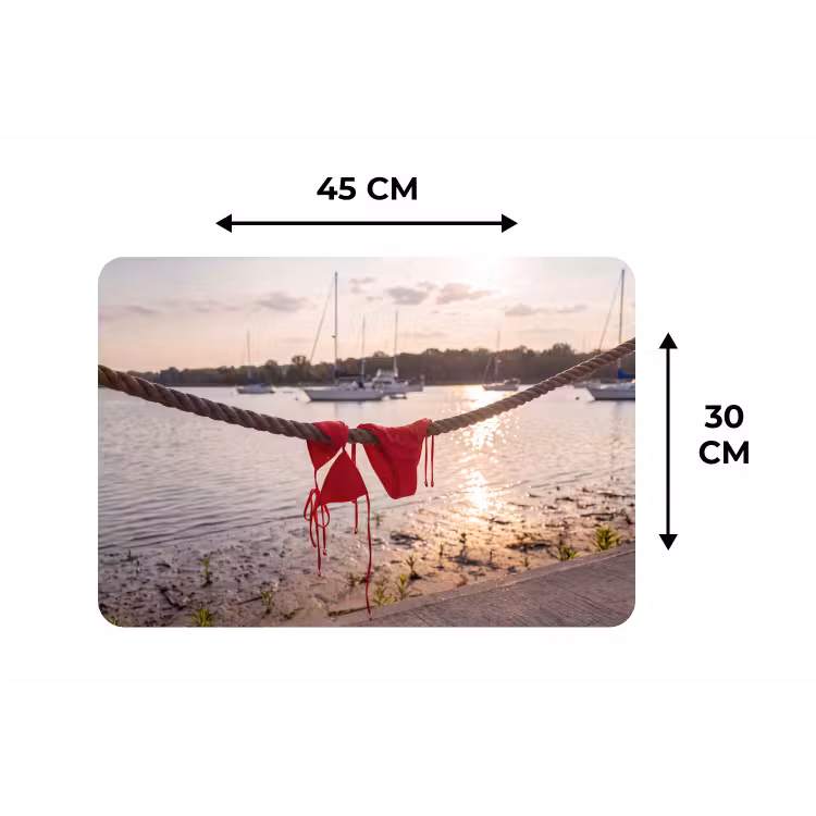 Badkleding - Rood - Zomer - Water - Zonsondergang Placemat vinyl groot -specs