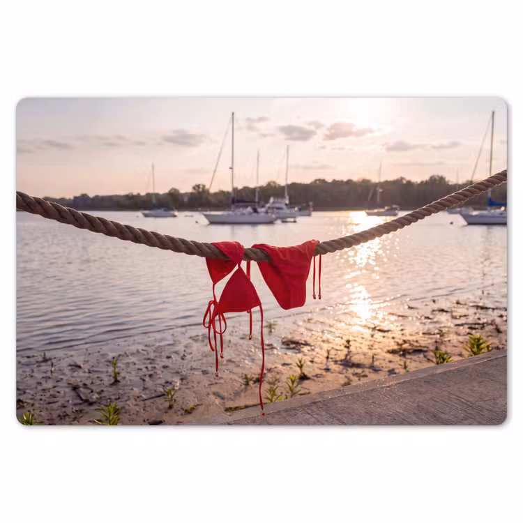 Badkleding - Rood - Zomer - Water - Zonsondergang Placemat vinyl groot -zzsfeer1_Kitchenyeah-website
