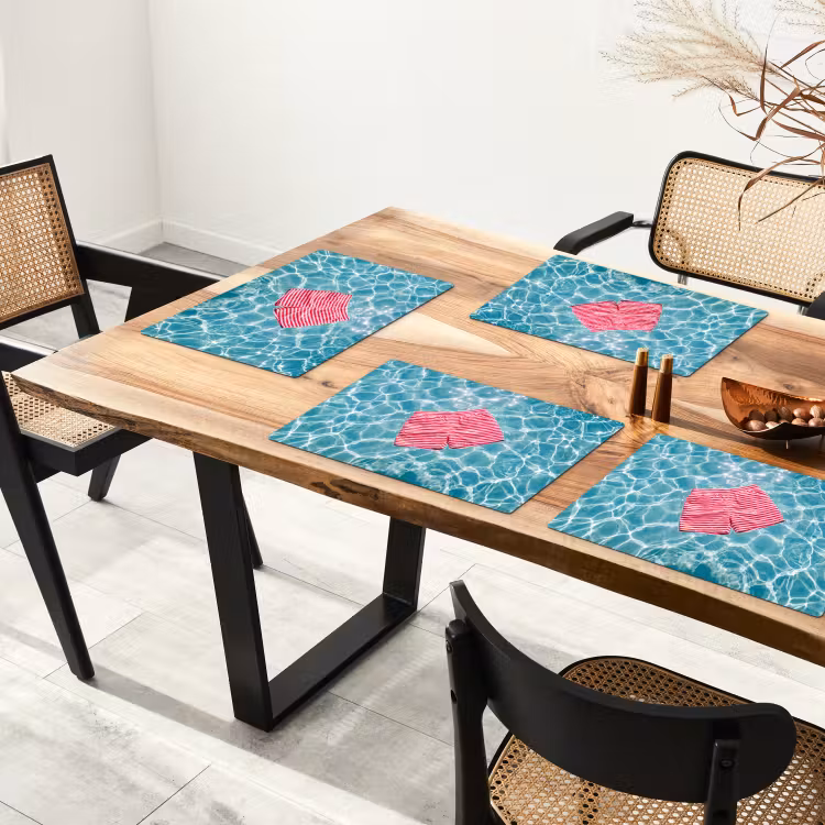 Zwemkleding - Gestreept - Water - Zomer - Rood-wit Placemat vinyl groot -zzsfeer4_Kitchenyeah-website