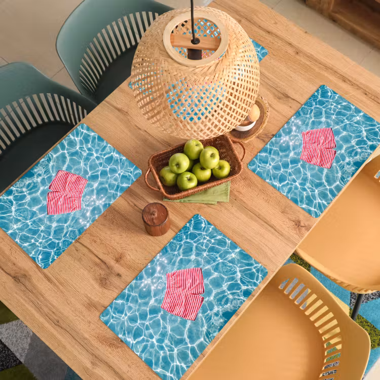 Zwemkleding - Gestreept - Water - Zomer - Rood-wit Placemat vinyl groot -zzsfeer5_Kitchenyeah-website