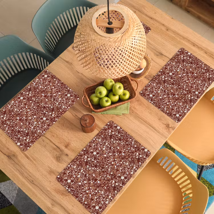 Terrazzo - Patroon - Steentextuur - Roodbruin Placemat vinyl groot 368 -zzsfeer5_Kitchenyeah-website