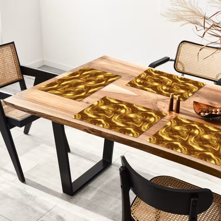 Textuur - Vloeibaar - Organisch - Goud Placemat vinyl groot 368 -zzsfeer4_Kitchenyeah-website