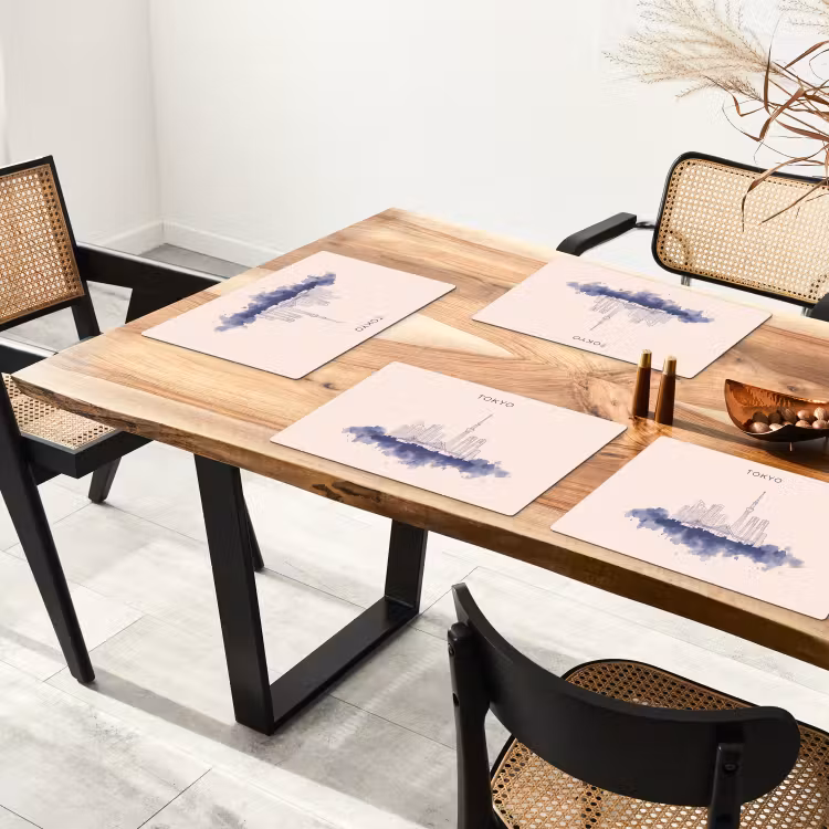 Tokyo - Skyline - Stad - Abstract - Blauw Placemat vinyl groot -zzsfeer4_Kitchenyeah-website