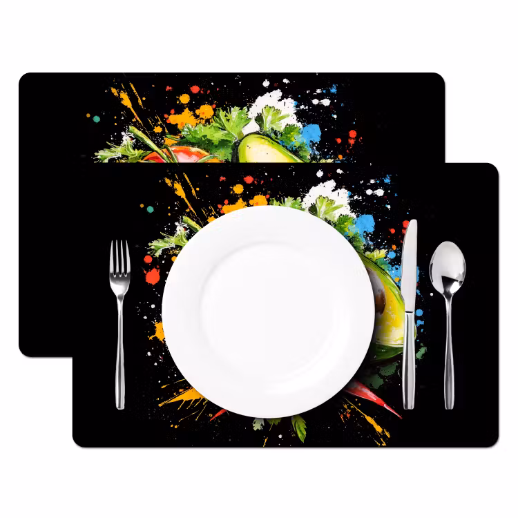 Tomaat - Avocado - Peper - Graffiti - Verf - Modern Placemat vinyl groot -zzsfeer2_Kitchenyeah-website