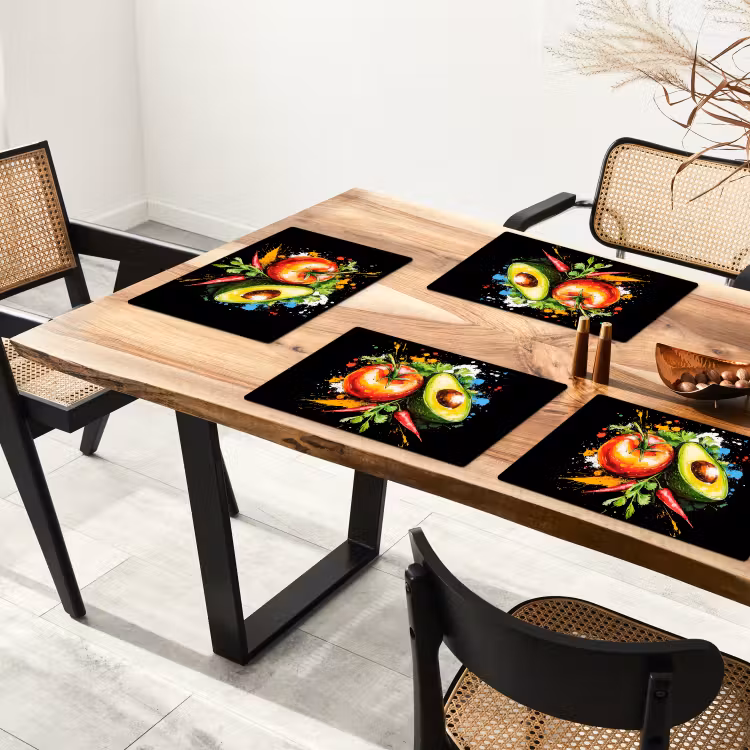 Tomaat - Avocado - Peper - Graffiti - Verf - Modern Placemat vinyl groot -zzsfeer4_Kitchenyeah-website