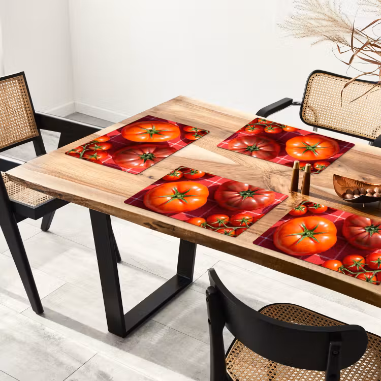 Placemat - 6 pieces - Tomato - Red - Food - Tomaat - Rood - Eten Placemat vinyl groot