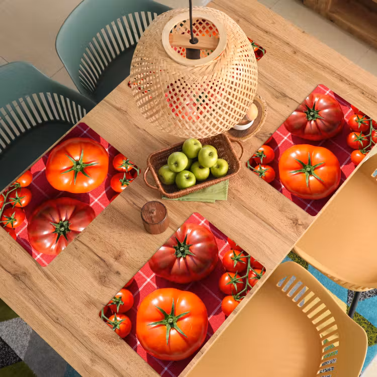 Placemat - 6 pieces - Tomato - Red - Food - Tomaat - Rood - Eten Placemat vinyl groot