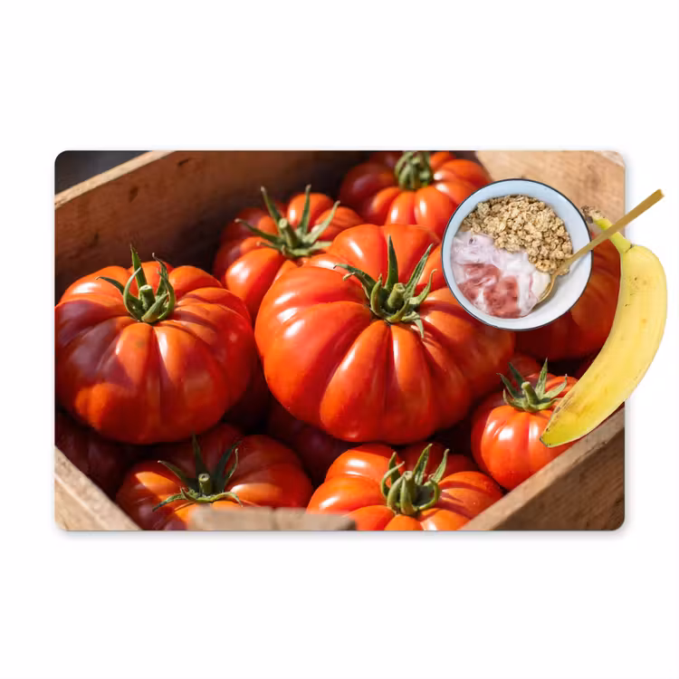 Placemat - 6 pieces - Tomato - Wooden - Crate - Tomaat - Houten - Kist Placemat vinyl groot
