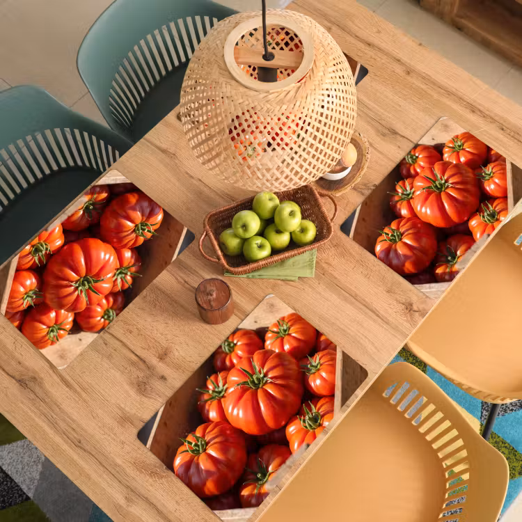 Placemat - 6 pieces - Tomato - Wooden - Crate - Tomaat - Houten - Kist Placemat vinyl groot
