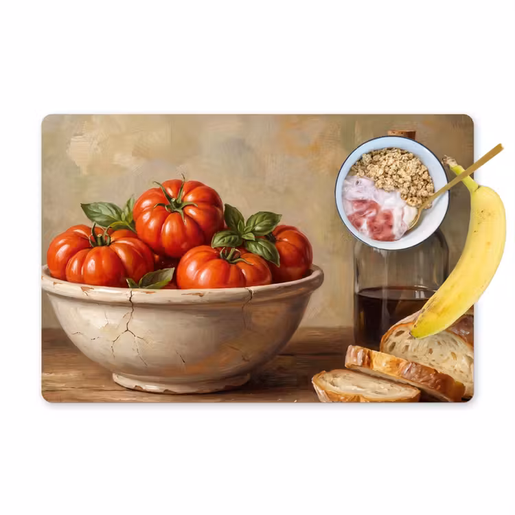 Placemat - 6 pieces - Tomatoes - Bowl - Food - Tomaten - Kom - Eten Placemat vinyl groot
