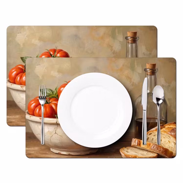 Placemat - 6 pieces - Tomatoes - Bowl - Food - Tomaten - Kom - Eten Placemat vinyl groot