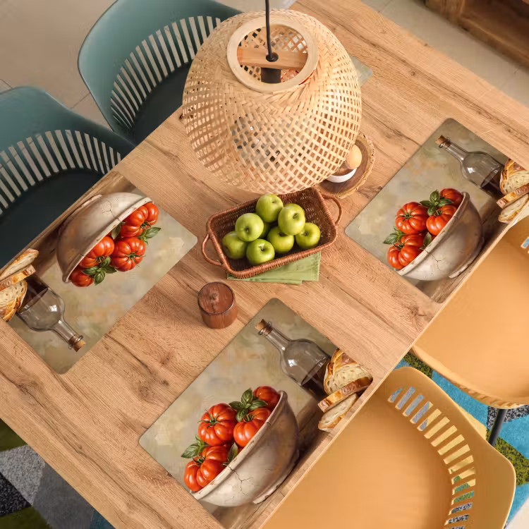 Placemat - 6 pieces - Tomatoes - Bowl - Food - Tomaten - Kom - Eten Placemat vinyl groot
