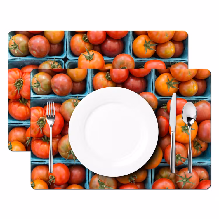 Placemat - 6 pieces - Tomatoes - Food - Colorful - Tomaten - Eten - Kleurrijk Placemat vinyl groot