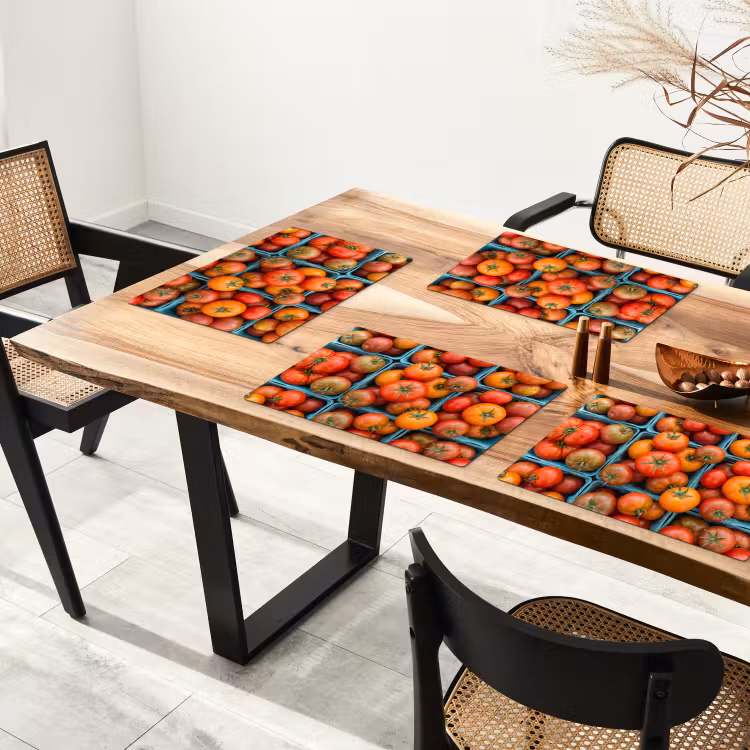 Placemat - 6 pieces - Tomatoes - Food - Colorful - Tomaten - Eten - Kleurrijk Placemat vinyl groot
