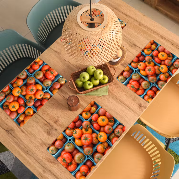 Placemat - 6 pieces - Tomatoes - Food - Colorful - Tomaten - Eten - Kleurrijk Placemat vinyl groot