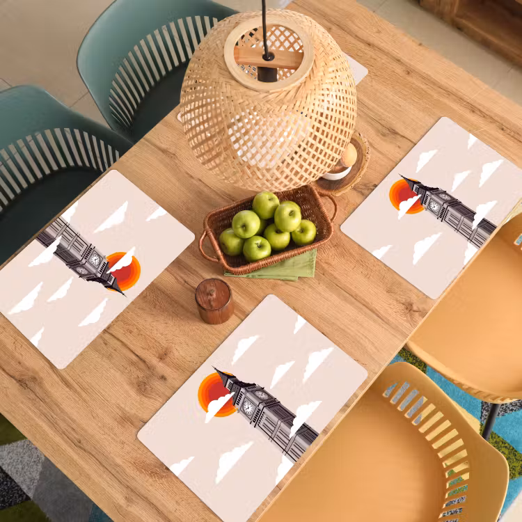 Toren - Klok - Londen - Architectuur - Retro Placemat vinyl groot -zzsfeer5_Kitchenyeah-website