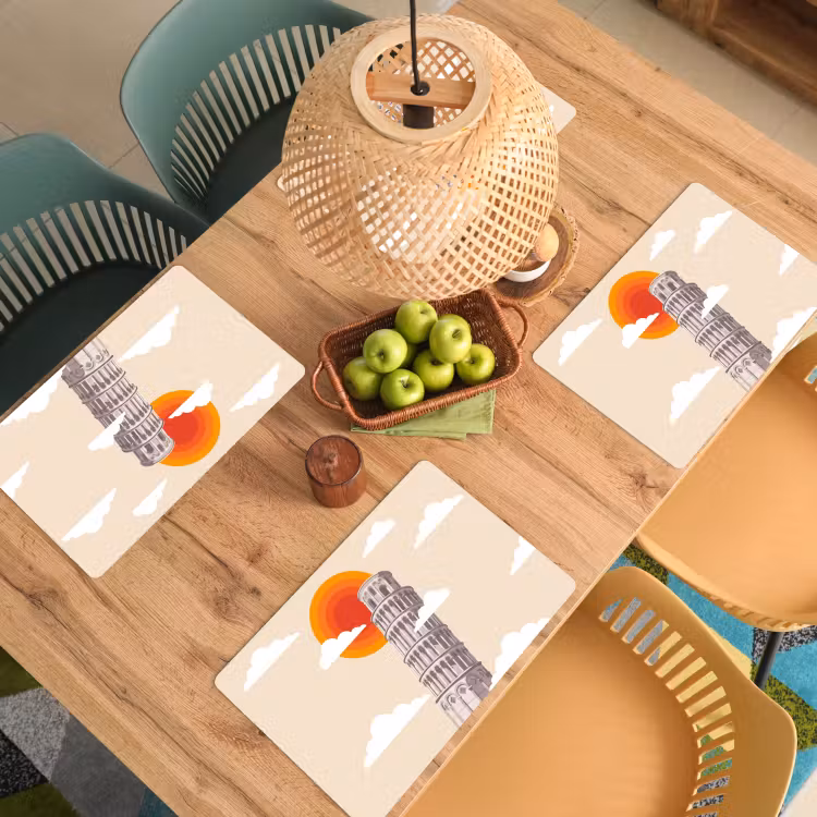 Toren - Pisa - Architectuur - Minimalistisch - Beige Placemat vinyl groot -zzsfeer5_Kitchenyeah-website
