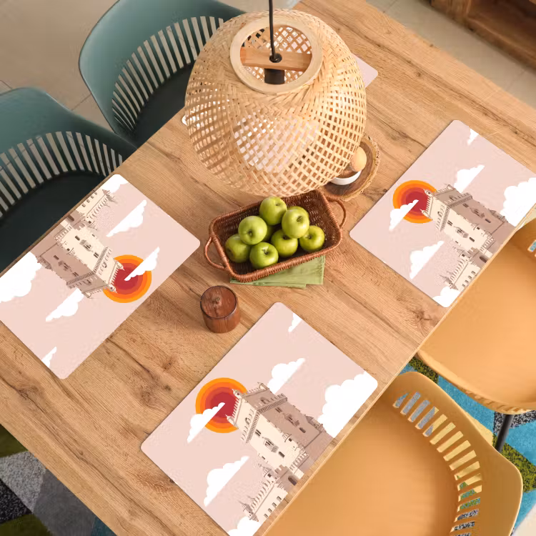 Toren - Rivier - Architectuur - Modern - Oranje Placemat vinyl groot -zzsfeer5_Kitchenyeah-website