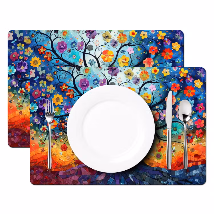 Boom - Kleurrijk - Bloemen - Kunst - Abstract Placemat vinyl groot -zzsfeer2_Kitchenyeah-website