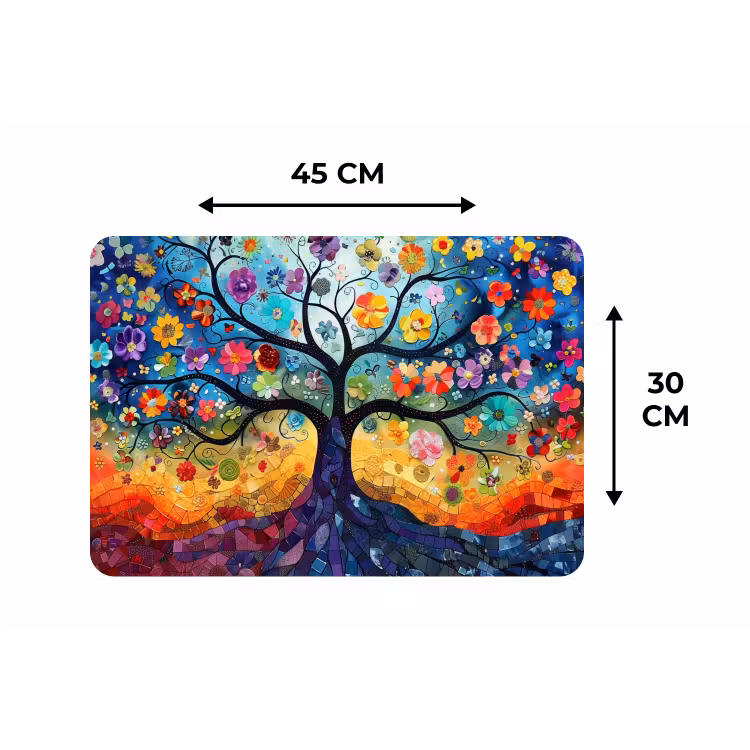 Boom - Kleurrijk - Bloemen - Kunst - Abstract Placemat vinyl groot -specs