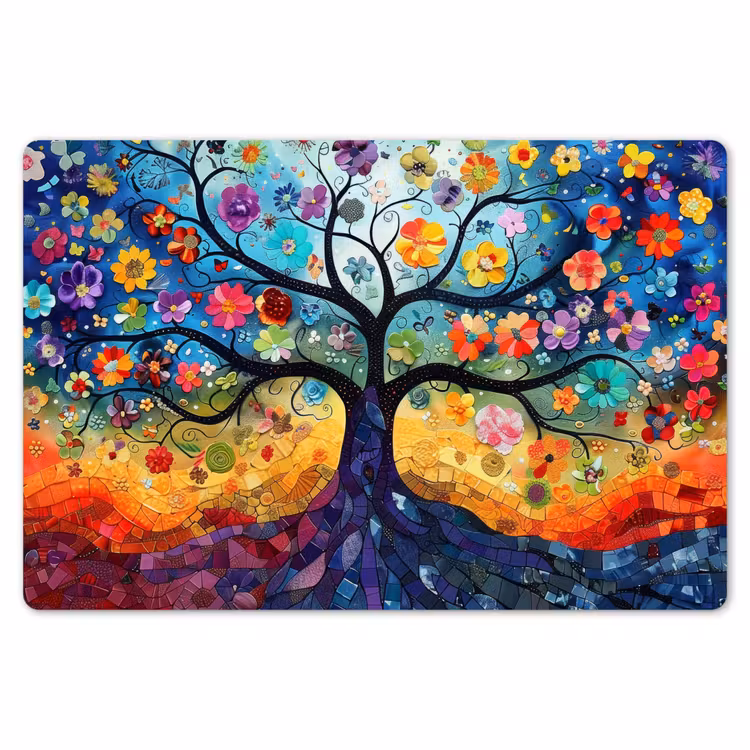 Boom - Kleurrijk - Bloemen - Kunst - Abstract Placemat vinyl groot -zzsfeer1_Kitchenyeah-website