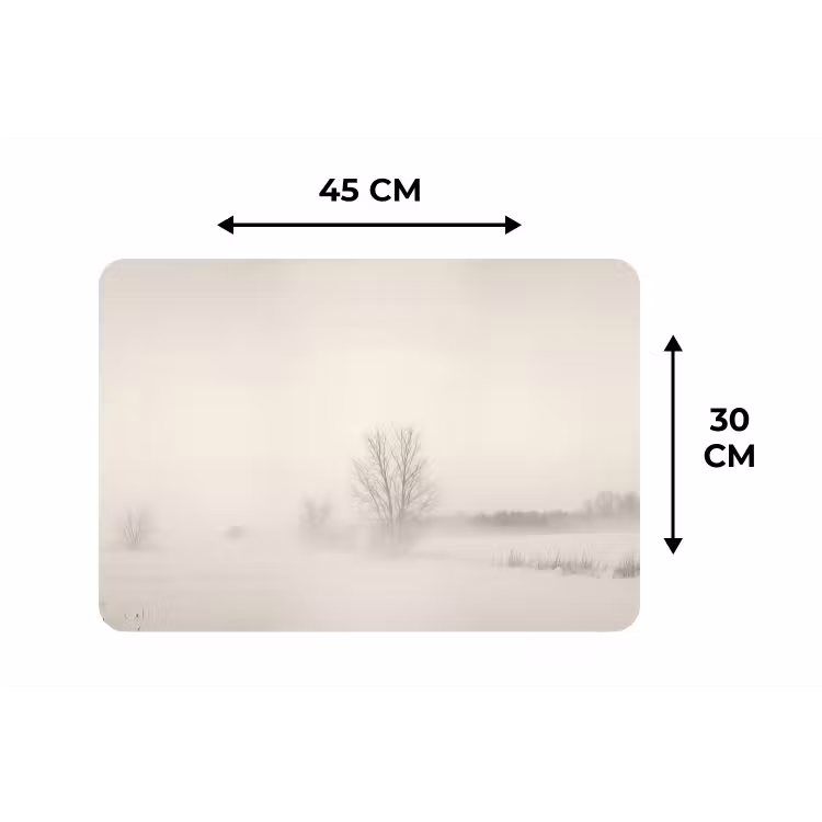 Boom - Mist - Sneeuw - Winter - Minimalistisch Placemat vinyl groot -specs
