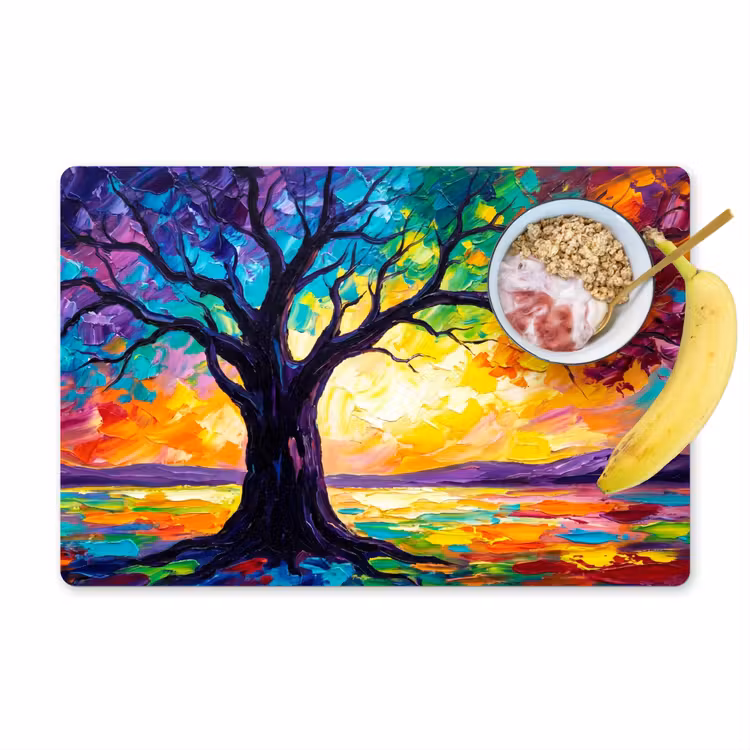 Boom - Landschap - Natuur - Abstract - Kleurrijk Placemat vinyl groot -zzzproduct_Kitchenyeah-website
