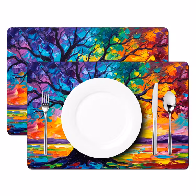 Boom - Landschap - Natuur - Abstract - Kleurrijk Placemat vinyl groot -zzsfeer2_Kitchenyeah-website