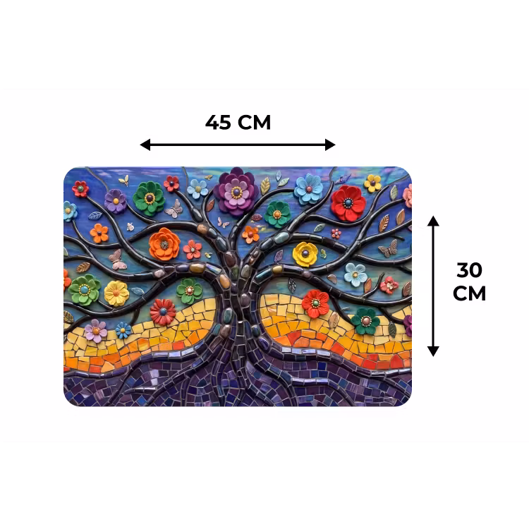 Levensboom - Mozaïek - Bloemen - Kleurrijk - Vrolijk Placemat vinyl groot -specs
