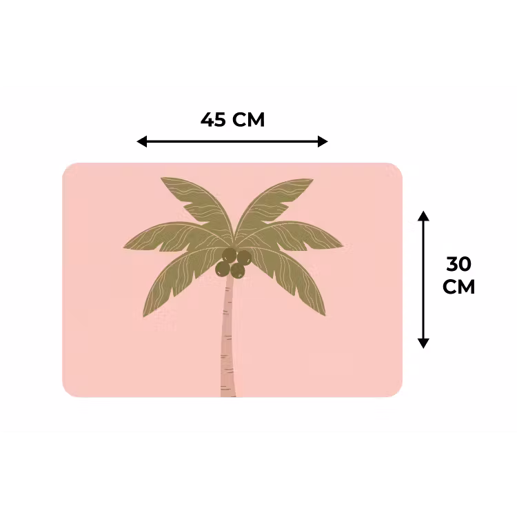 Boom - Palm - Natuur - Illustratie - Roze Placemat vinyl groot -specs