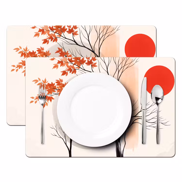 Placemat - 6 pieces - Tree - Red - Abstract - Boom - Rood - Abstract Placemat vinyl groot