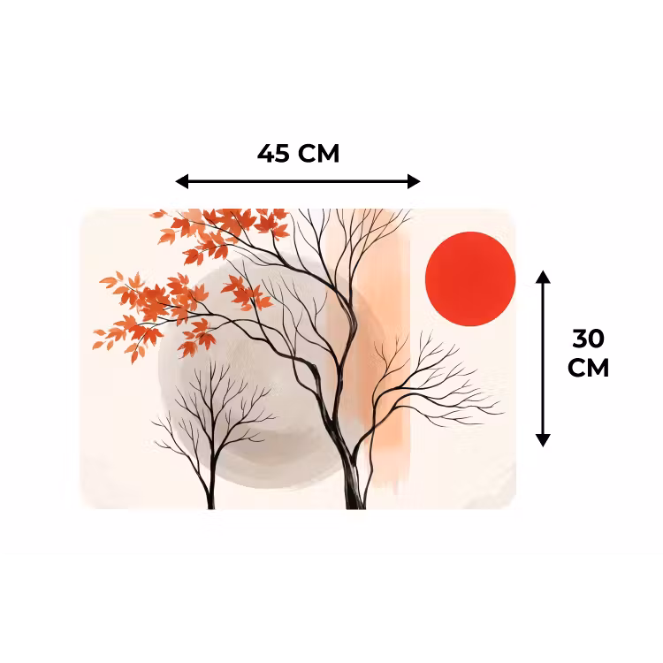 Placemat - 6 pieces - Tree - Red - Abstract - Boom - Rood - Abstract Placemat vinyl groot