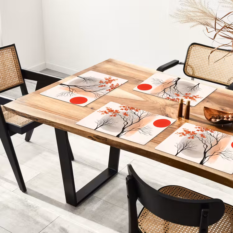 Placemat - 6 pieces - Tree - Red - Abstract - Boom - Rood - Abstract Placemat vinyl groot