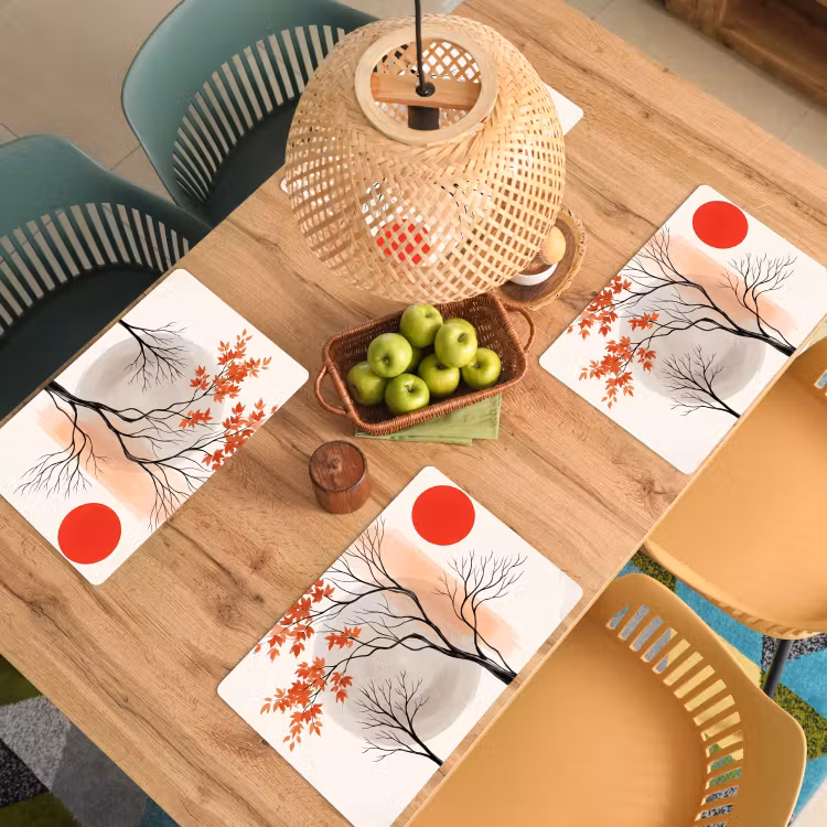 Placemat - 6 pieces - Tree - Red - Abstract - Boom - Rood - Abstract Placemat vinyl groot