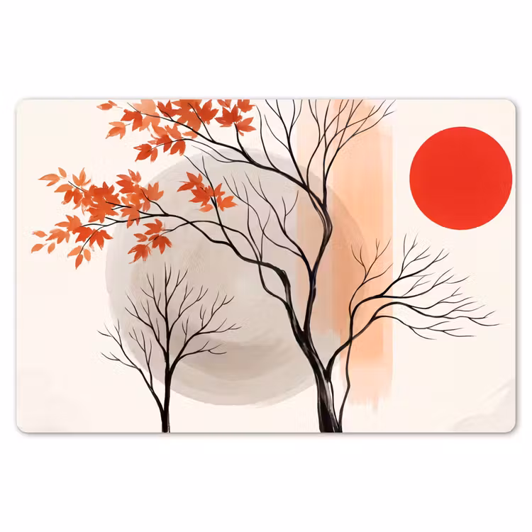 Placemat - 6 pieces - Tree - Red - Abstract - Boom - Rood - Abstract Placemat vinyl groot
