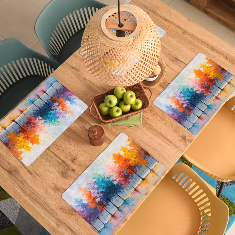 Bomen - Kleurrijk - Natuur - Abstract Placemat vinyl groot -zzsfeer5_Kitchenyeah-website
